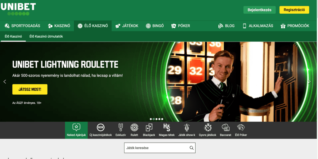 Unibet oldalán